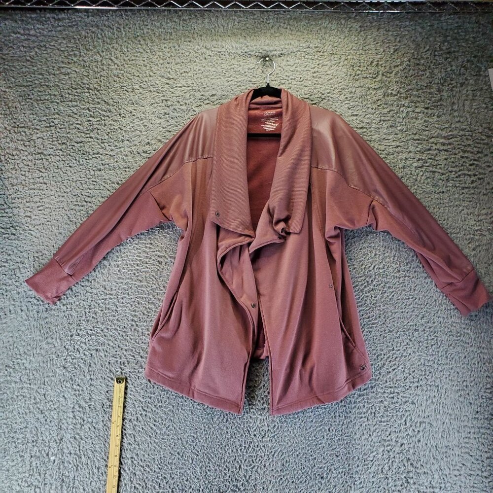 Tahari Sport Jacket Womens 1X Dusty Pink Casual Lightweight Open Front Draped Co